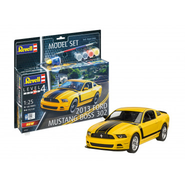 KIT PARA MONTAR REVELL MODEL SET CARRO FORD MUSTANG BOSS 302 2013 1/25 128 PEÇAS COMPLETO COM TINTAS COLA E PINCEL REV 67652